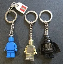 Lot Of 3 Lego Key Chains- Gold Chrome/Blue/Darth Vader