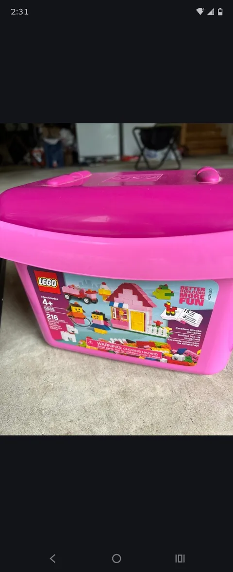 LEGO Bricks Bricks Bricks 5585 Pink Storage Tub Bucket 216pcs Multicolor