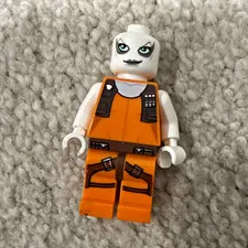 LEGO Minifigure Orange Jumpsuit Outfit White Head Plastic Figure