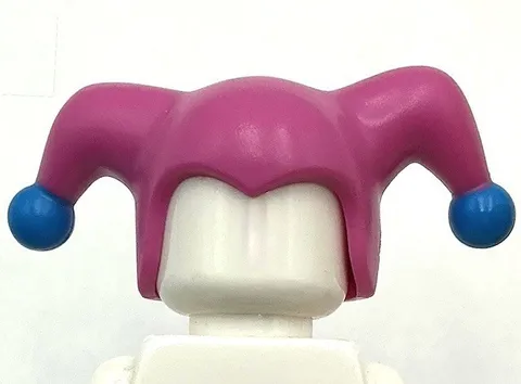 Lego New Dark Pink Minifigure Headgear Jester's Cap w/ Dark Azure Pom Poms Part