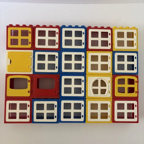 Lego Duplo Windows and Doors Lot of 20 Red Blue Yellow