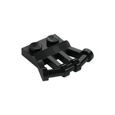 LEGO 10x Black Plate, Modified 1 x 2 with Angled Bar Handles on Side inv.629