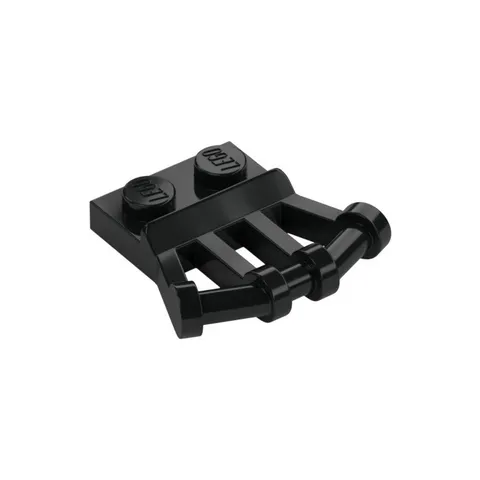 LEGO 10x Black Plate, Modified 1 x 2 with Angled Bar Handles on Side inv.629