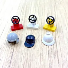 LEGO Minifigure Steering Wheel Set of 3 Mixed Colors and 3 Minifig Hats