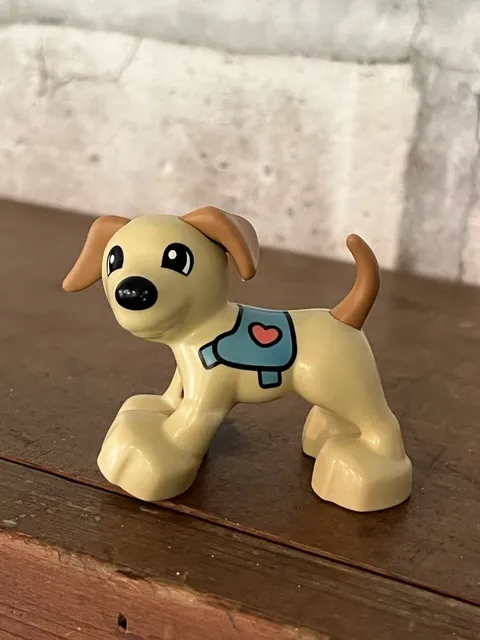 Lego Duplo Tan Puppy Dog Pet W/ Heart Vest Harness Service Dog Companion