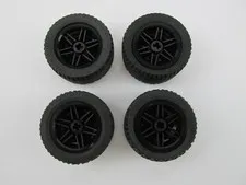 Lego Technic Black Wheel 56145 + Black Tire 43.2 x 22 ZR 44309 ~ SET of 4