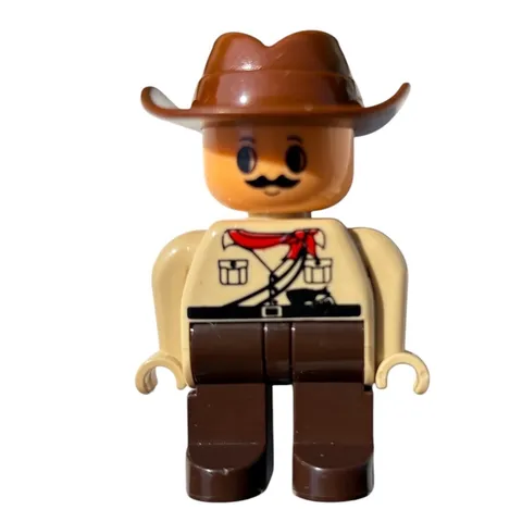Vintage 90s Duplo Lego Cowboy Figure Town Community Brown Hat Red Bandana