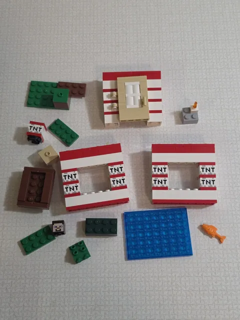 LEGO Minecraft 21275 TNT Jungle House Replacement Parts Lot Steve Head Fish