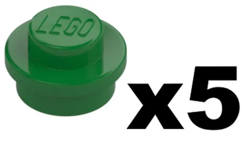 Lego 5 New Green Plates Round 1 x 1 Flat Mosaic Building Part 4073 GR03