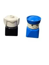 Vintage Lego Duplos Square Figures Boy & Dog Vtg Retro Imaginative Play