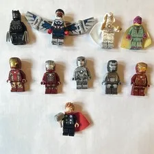 LEGO Marvel Minifigure Lot: Black Panther, Falcon, Moon Knight, Vision, Iron Man