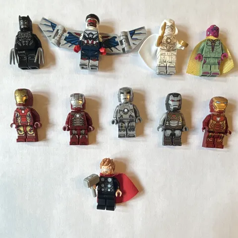 LEGO Marvel Minifigure Lot: Black Panther, Falcon, Moon Knight, Vision, Iron Man