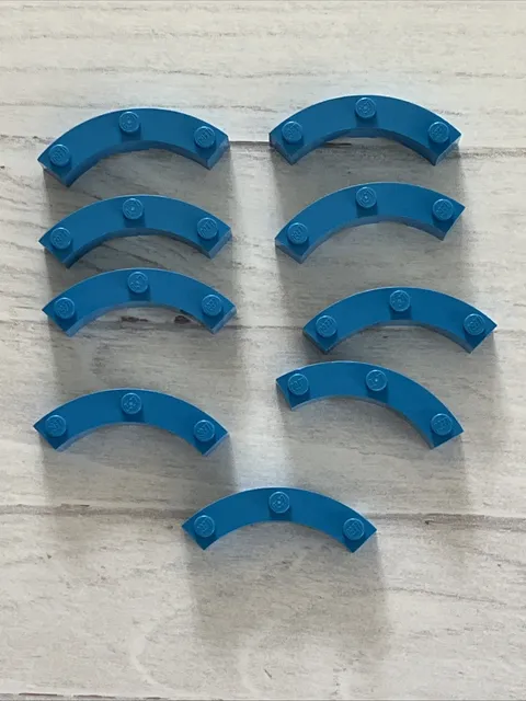 LEGO DARK AZURE BLUE LOT 9 PCS 4X4 MACARONI BRICK AZUR BUILDING PIECES