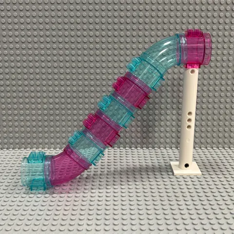 Lego Playground Slide Curved (49737) + Straight (49736) : Trans-Dark Pink / Blue