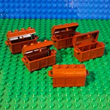 LEGO Brown Treasure Chest Container Parts Lot 5 Pieces In Reddish Brown