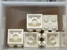 LEGO Parts - White Plate 2 x 2 x 2/3 with 2 Studs on Side - No 4304 - QTY 5