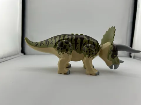 LEGO Triceratops Dinosaur Figure Printed Tan/Olive/Gray 