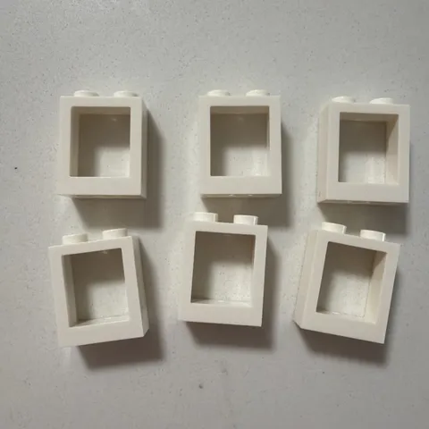 LEGO Parts 60592 (6pcs) FRAME WINDOWS 1x2x2 FLAT FRONT