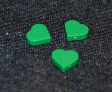 (3) 1x1 Green Heart Shape Smooth Finishing Tile Brick - NEW Lego Parts ~