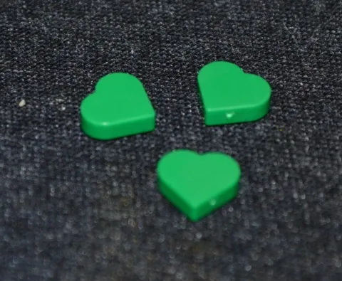 (3) 1x1 Green Heart Shape Smooth Finishing Tile Brick - NEW Lego Parts ~