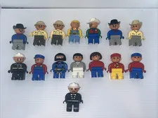 15 pc Set Vintage Lego Duplo Wide Figures Cowboy Worker Boy Girl Driver
