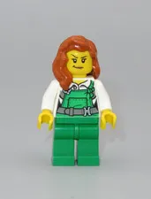 LEGO City Town female lady thief  bandit green overalls minifigure 60136