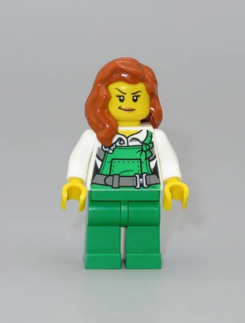 LEGO City Town female lady thief  bandit green overalls minifigure 60136