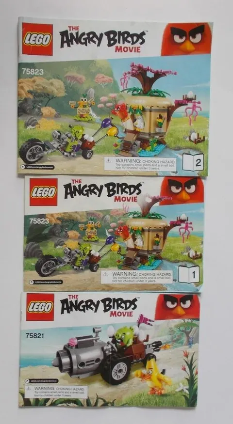 3 Lego Angry Birds Manuals75821 + 75823 (1+2) No Legos Manuals Only