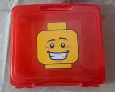 LEGO Large Storage Carry Case Smiling Minifigure Face Red 2010 Read
