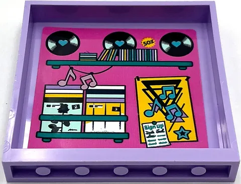 Lego New Lavender Panel 1 x 6 x 5 with Shelves Vinyl Records CDs Poster Part