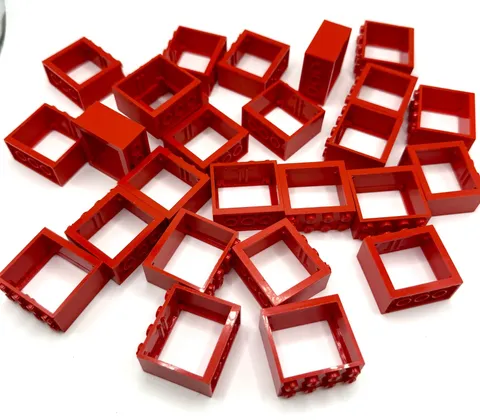 LEGO Large lot Red Window 1 x 4 x 3 - No Shutter Tabs inv.614