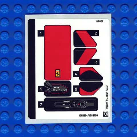 New LEGO Speed Champions Ferrari SF90 XX Stradale 77254 Sticker Sheet Qty 1
