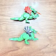 VTG LEGO 6028 2 Knight Classic Green Red And Black Winged Dragon Minifigure