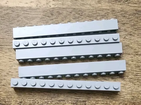 LEGO Light Bluish Gray 1 X 12 Brick. QTY 5. Part No. 6112