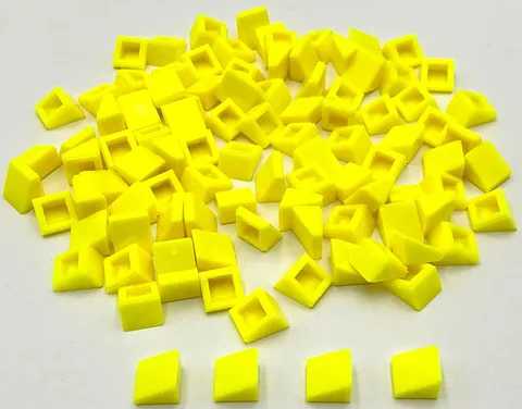 Lego 100 New Neon Yellow Slopes Sloped 30 1 x 1 x 2/3 Parts