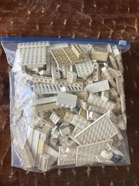 Lot of 1 Gallon White & Cream Assorted Lego Pieces Blocks Replacement Pieces