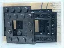 LEGO Parts - Black Plate 4 x 4 with 2 x 2 Open Center - No 64799 - QTY 5