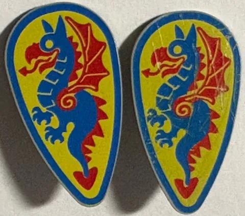 (2)LEGO Part 2586p4c Red Blue Dragon Castle Shield Replacement Part Piece
