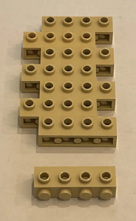 Lego 30414 1x4 modified brick tan with studs on one side x 8