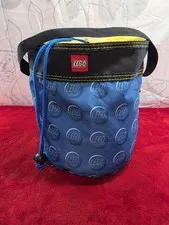 Blue Building Blocks LEGO Bricks Travel Storage Cinch Bucket Tote Toy Organizer