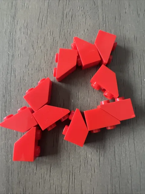 LEGO 3665 Red Slope, Inverted 45 2 x 1 - 11 Pieces