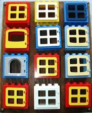 Lot of 12 LEGO Duplo WINDOWS 24 Total Pieces 2 x 4 DOT Size EUC Compatible Parts