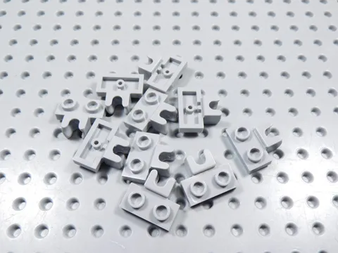 LEGO Lot of 10 Light Bluish Gray 1x2 Plates w/ Towball Socket on Side BC