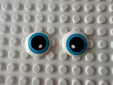 LEGO Plate Round 2x2 with Rounded Bottom (Boat Stud) Medium Azure Eye 2654pb017