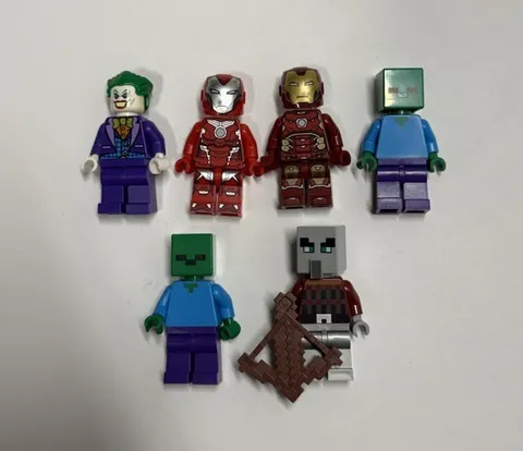 Lego Minifigure Lot of 6 Marvel, DC Comics, Minecraft