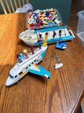 LEGO Friends 8 Mini Figures Jet Plane Partial Yacht and 2 Lbs of Bricks & Parts