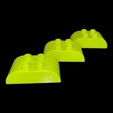 lot of 3 lime green Duplo blocks -2X4 rounded blocks -combined shipping (GRN3)
