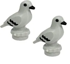 NEW Lego Lt Bluish Gray Pigeon Bird w/Molded Black Eyes Beak Feathers Lot of 2