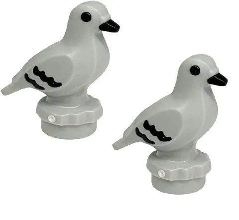 NEW Lego Lt Bluish Gray Pigeon Bird w/Molded Black Eyes Beak Feathers Lot of 2