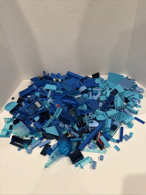 Lot Of 2 Pounds (Lbs) Lego Random Miscellaneous Blue Parts Pieces Bricks Sorted